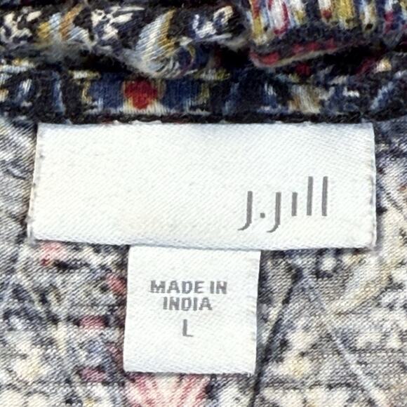 J. Jill Paisley Tunic Top Blouse Sz Large Cotton Modal Knit V Neck Long Sleeves - Picture 13 of 14
